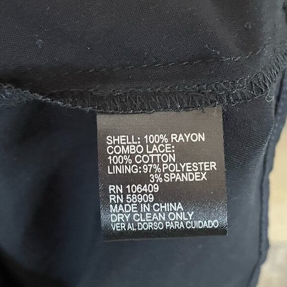 Gianni Bini Solid Black Long Split Sleeve Mini Dress Embroidered Size Small - Picture 10 of 11